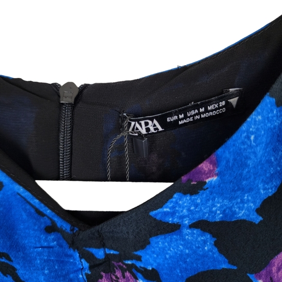 Zara Floral Ruched Long Sleeve Mini Dress - Picture 6 of 13